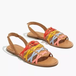 Madewell Sandals Maya Huarache Colorful Rainbow Leather Flats 8